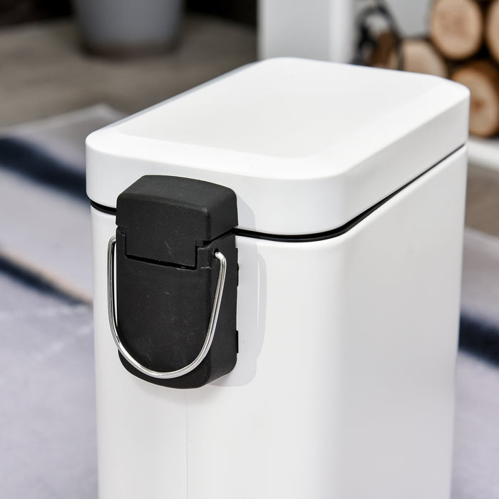 5L Rectangular Pedal Bin - Stainless Steel Body with Quiet-Close Lid and Removable Inner Bucket - Ideal for Tidy Trash Management in Home or Office