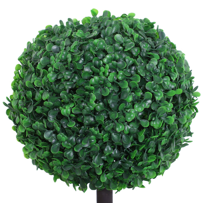 Artificial Boxwood Ball Topiary Trees (Set of 2) - 112cm Potted Faux Greenery for Home and Garden - Elegant Decoration for Outdoor and Indoor Spaces