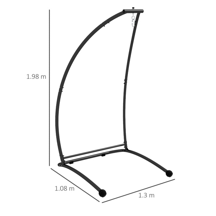 Heavy Duty Metal C-Shape Hammock Chair Stand - Sturdy Frame for Hanging Air Porch Swing Chairs, Black - Ideal for Indoor/Outdoor Relaxation and Lounging