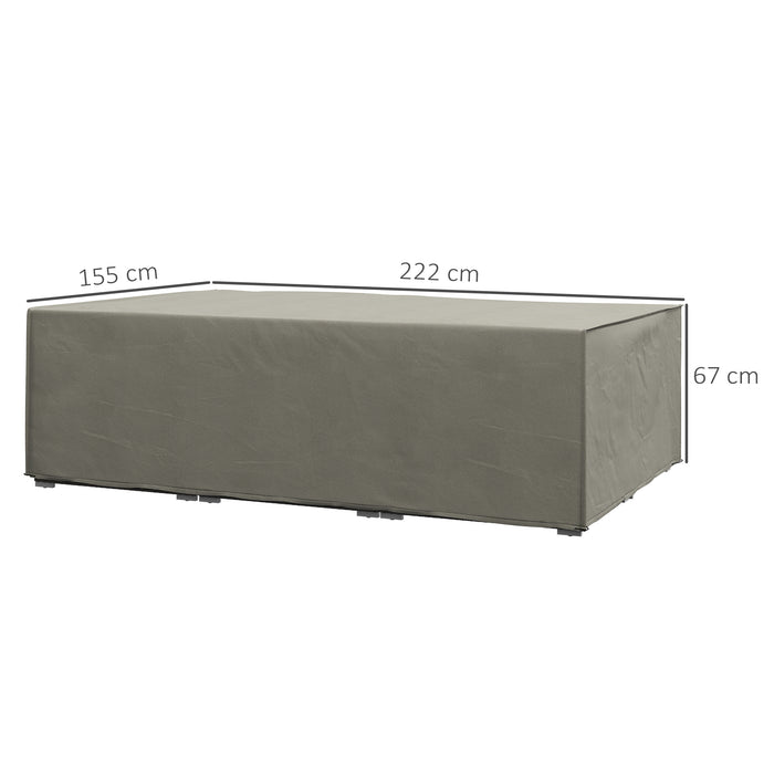 Waterproof Outdoor Furniture Cover - Rectangular Garden Table, Chairs & Sofa Protector, 222x155x67cm - All-Weather Shield in Grey for Patio Settings