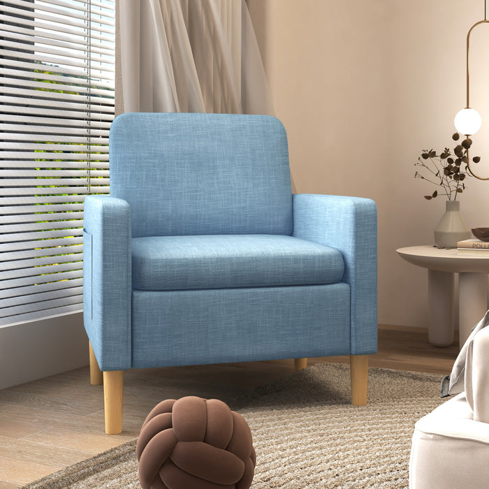 Comfy Modern Accent Armchair - Upholstered Fireside Seat for Living Room & Bedroom - Ideal for Home Office, Relaxation in Light Blue