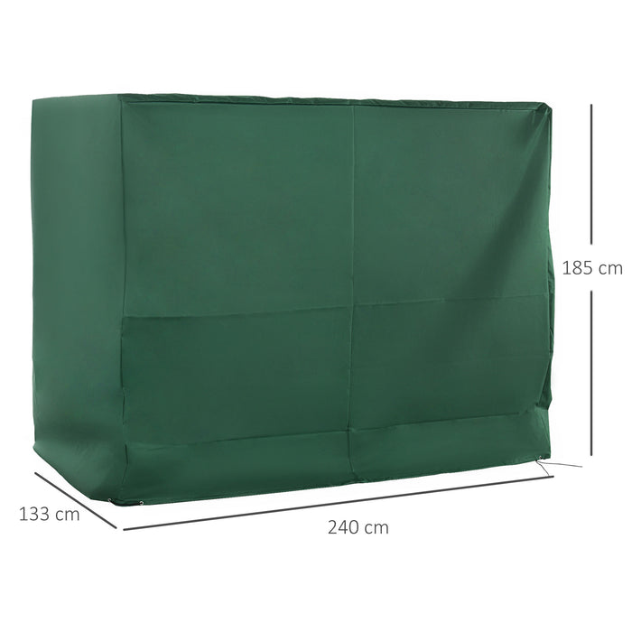 Oxford Patio 3-Seater Swing Chair Cover - Heavy-Duty Waterproof & Anti-UV Outdoor Furniture Protector - Ideal for Garden Rain Protection, Green, 240x133x185 cm