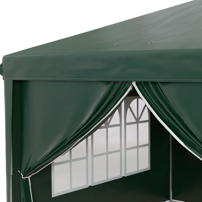 3 x 6m Pop Up Garden Gazebo - Wedding Party Tent Marquee with Water-Resistant Canopy, Sidewalls, and Windows - Outdoor Shelter with Drainage Holes for Events