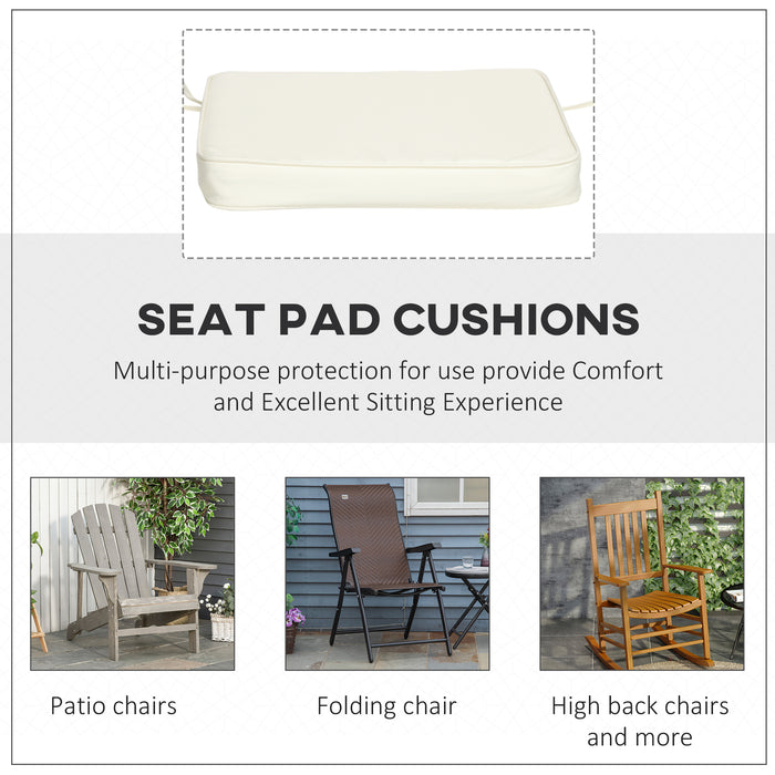 Chair Cushion Set of 6 - 42x42x5 cm Cream White Seat Pads - Comfortable Dining & Kitchen Seating Enhancers