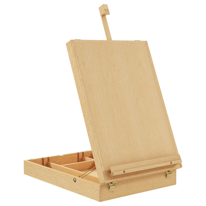 Adjustable Beechwood Table Easel - Holds Canvases Up to 61cm with Storage Compartment - Portable & Foldable for Artists Drawing & Sketching