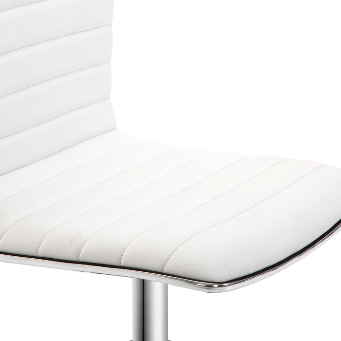 Ergonomic Armless Mid-Back Chair - PU Leather and Swivel Design with Chrome Base - Ideal for Home and Office Comfort