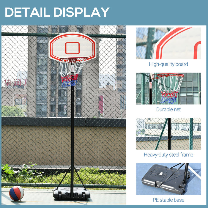 Adjustable Portable Basketball Hoop Stand - 175-215cm Height, Sturdy Rim, Large Wheels & Stable Base - Ideal for Outdoor Family Sports and Recreation