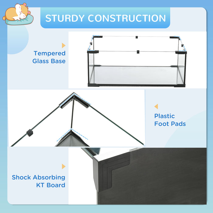 3-Tier Glass Bottom Hamster Habitat - Sturdy Cage with Non-Slip Ramps, Platforms, Hut, Exercise Wheel & Water Bottle - Ideal for Syrian & Dwarf Hamsters