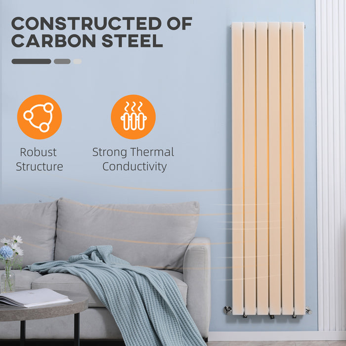 Horizontal Designer Wall-Mounted Water-Filled Radiator - Centralized Space Heating Solution for Bedroom and Home Office - Sleek White Finish for Modern Interiors