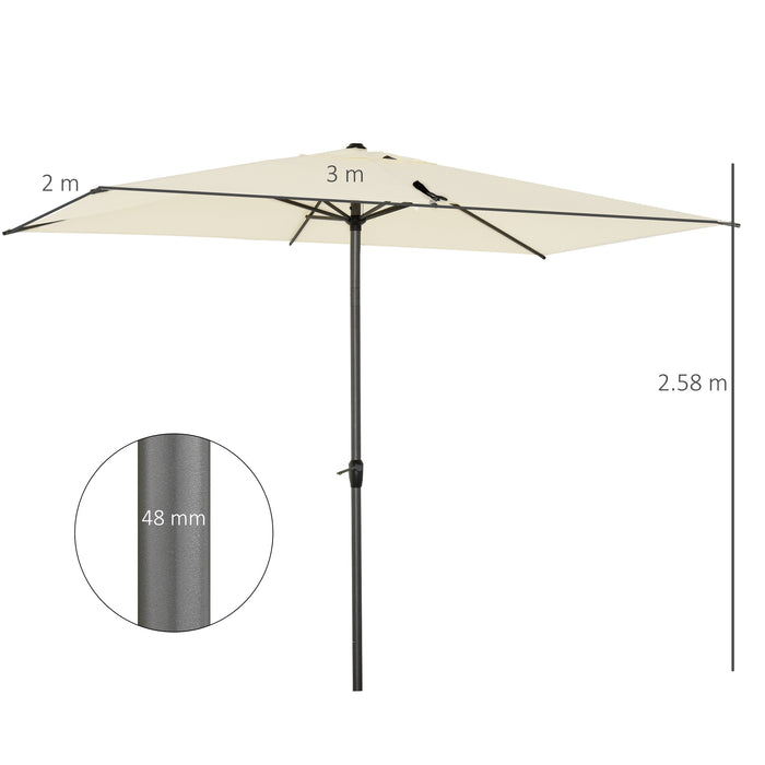 Beige 2M Aluminium Sun Parasols - Set of 3 Patio Umbrellas with Tilt and Crank Mechanism for Shade - Ideal Outdoor Sun Protection for Garden and Patio