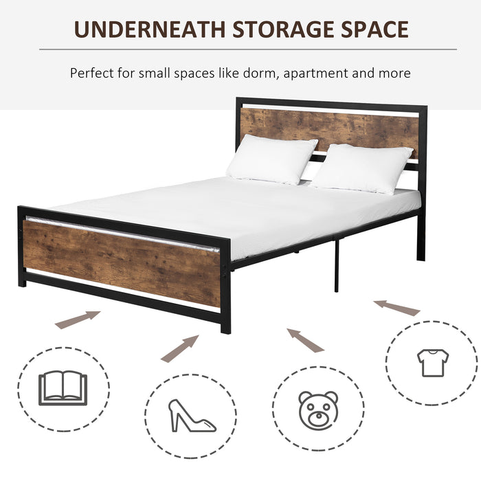 Strong Slat Support Twin-Size Metal Bed Frame - Includes Headboard & Footboard with Underbed Storage Space - Ideal for Full Bed, No Box Spring Required