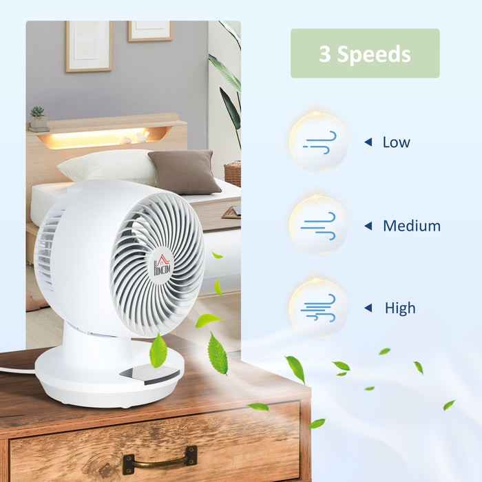 Electric Table Desk Fan 28cm with 3 Speed Settings and Remote Control - Compact and Portable Personal Cooling Device, White - Ideal for Home and Office Use