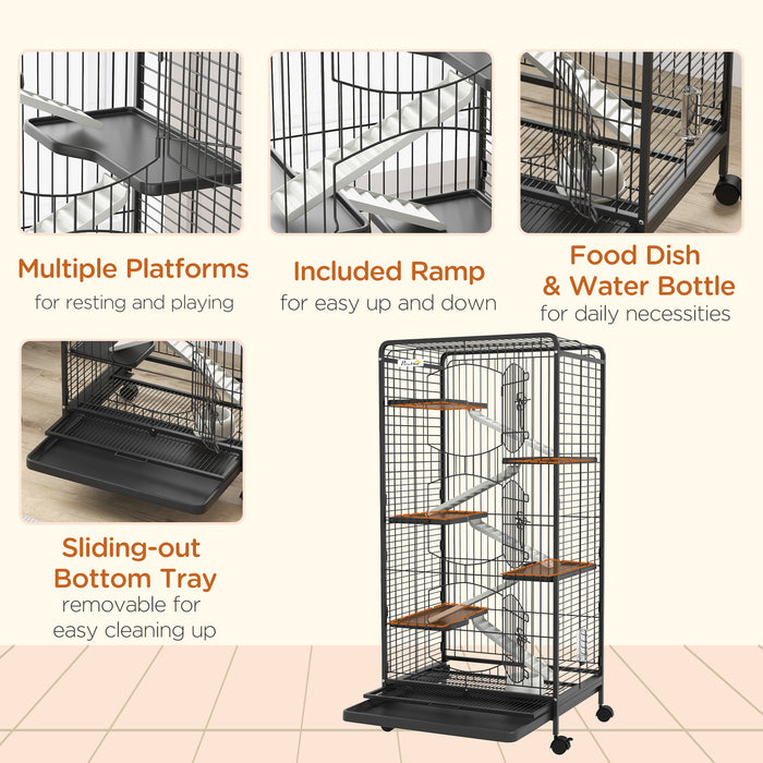 Five-Tier 131cm Pet Habitat - Spacious Removable Cage for Small Animals - Ideal Home for Hamsters, Birds, and Other Petite Creatures