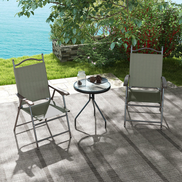 Folding Patio & Camping Chair Duo - Sports Chairs with Armrests and Mesh Fabric Seating - Perfect for Adults, Outdoor Lawn Relaxation