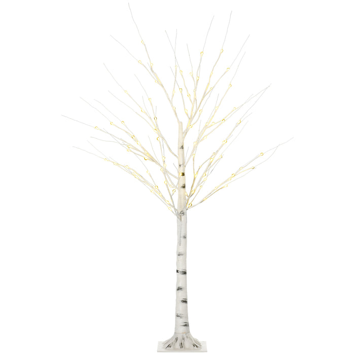 5ft Artificial White Birch Tree Light - 96 Warm White LED Illumination - Ideal for Indoor Ambiance & Covered Outdoor Settings