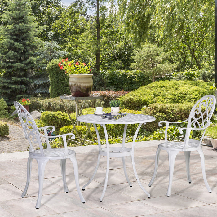 Bistro Round Table and 2 Chair Set - 3-Piece Aluminum Garden Furniture for Outdoor/Indoor Use - Perfect for Patio, Balcony, and Dining Spaces