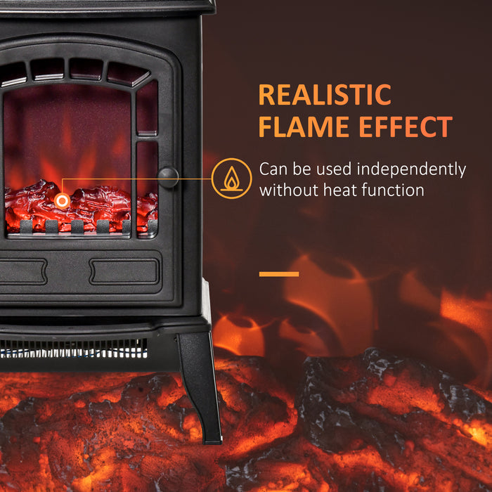 Electric Fireplace Heater Stove - Free Standing with Realistic Flame Effect & Overheat Safety Protection, 1000W/2000W - Ideal for Cozy Indoor Spaces & Home Heating Solution