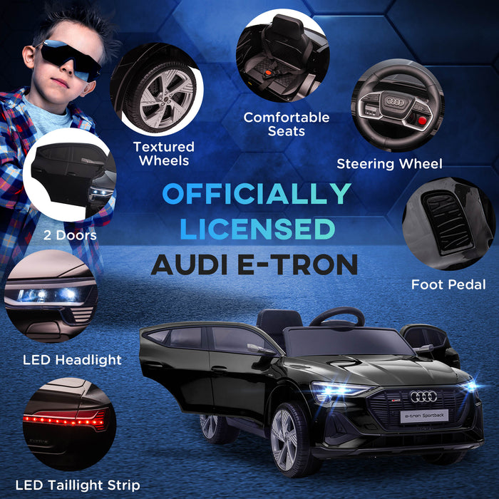 Audi E-tron 12V Licensed Ride-On Car - Dual Motor Battery Operated Kids Vehicle with Remote, Lights, Music, and Horn - Fun Electric Toy Car for Children