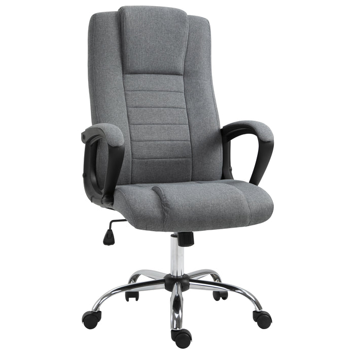 Ergonomic High-Back Swivel Chair - Adjustable Height, Tilt Function, Linen Upholstery in Deep Grey - Ideal for Office Comfort and Style