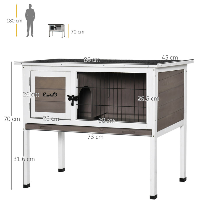 Elevated Wooden Rabbit Hutch with Asphalt Roof - Indoor/Outdoor Bunny Cage, Removable Tray - Ideal for Guinea Pigs and Small Pets, Brown