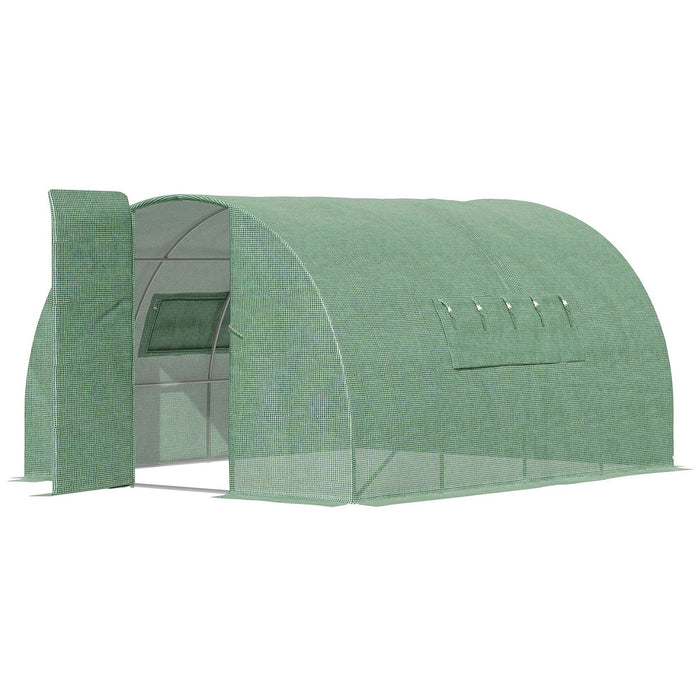 Walk-In Polytunnel Greenhouse - 4x3x2m Heavy-Duty Steel Frame with Metal Hinged Door & Mesh Windows - Ideal for Extended Season Gardening & Plant Protection