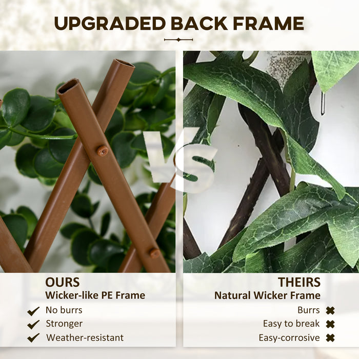 Expandable Faux Privacy Fence 2-Pack - 2x1m Decorative Trellis with Lifelike Artificial Leaves - Ideal for Garden Screening and Wall Greenery