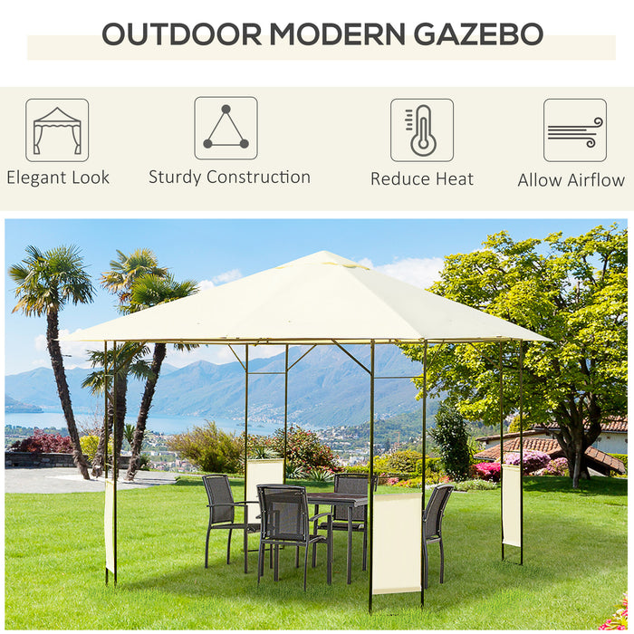 Outdoor Metal Gazebo 3x3m - Party and BBQ Pavilion with Water-resistant PE Canopy, Cream - Ideal Shelter for Garden Events