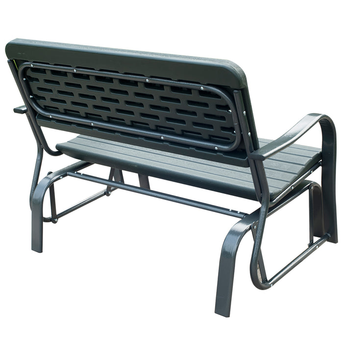 Garden Double Glider Bench - HDPE and Metal 2-Person Swing Chair for Porch and Patio - Comfortable Rocking Furniture for Outdoor Relaxation