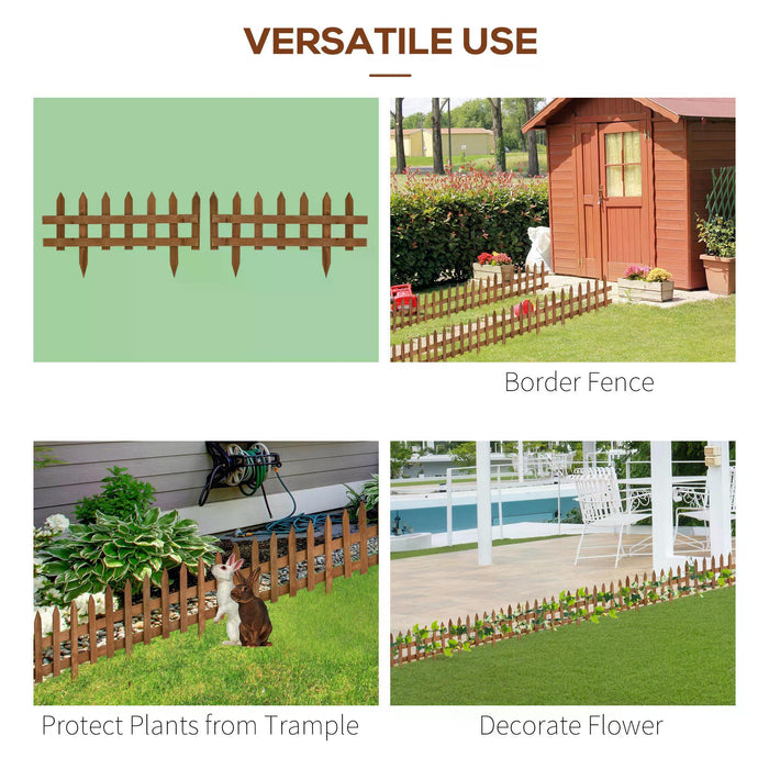 Wooden Border Fences 60x1x34cm Pack of 12 - Garden Lawn Edging Picket Design, Flowerbed Barrier - Ideal for Landscaping and Decorative Fencing