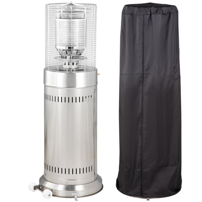 10KW Freestanding Gas Patio Heater - Bullet Style Outdoor Terrace Heater with Dust Cover and Wheels - Ideal for Heating, Comfortable Outdoors Entertainment