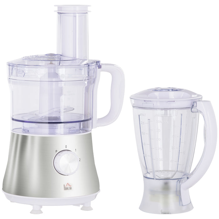 1L Multi-Function Food Processor - Includes 1.5L Blender, Knife Blades, Reversible Slicing/Grating Discs - 500W Power with Adjustable Speed and Pulse for Kitchen Prep