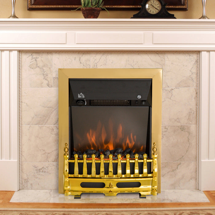 Golden LED Flame Electric Fireplace - Realistic Faux Fire Ambiance - Cozy Home Heating Solution