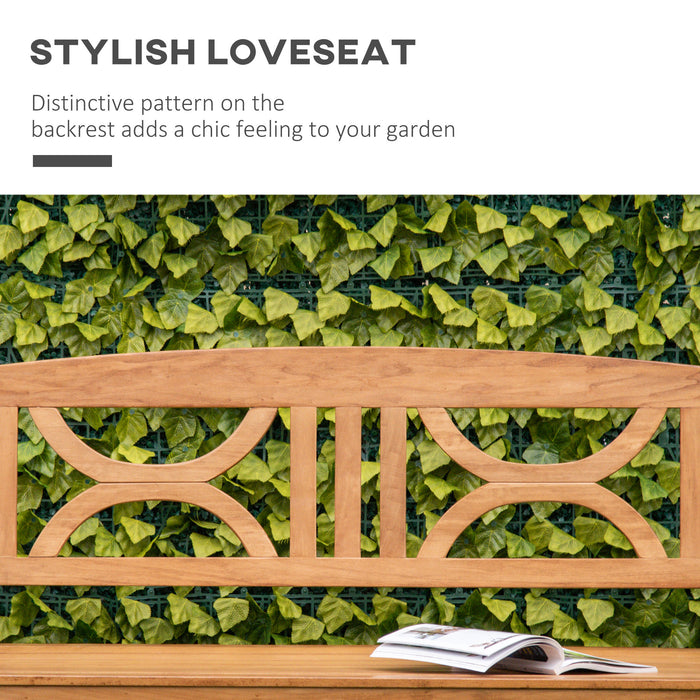 Wooden Garden Loveseat - 2-Seater Outdoor Patio Bench with Natural Finish - Perfect for Yard, Lawn, and Porch Relaxation