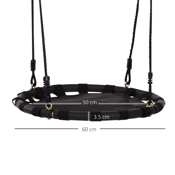 Kids Nest Swing Seat - 23.5 Inch Round Metal Frame Hanging Tree Swing for Playground, Garden, Outdoor Play - Durable Black Play Toy for Backyard Fun