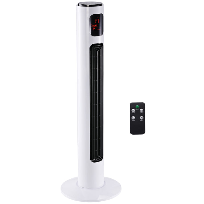 38'' Freestanding Tower Fan - 3-Speed Oscillating Cooling with LED Display & 12-Hour Timer - Perfect for Home or Office Use with 5M Remote Control