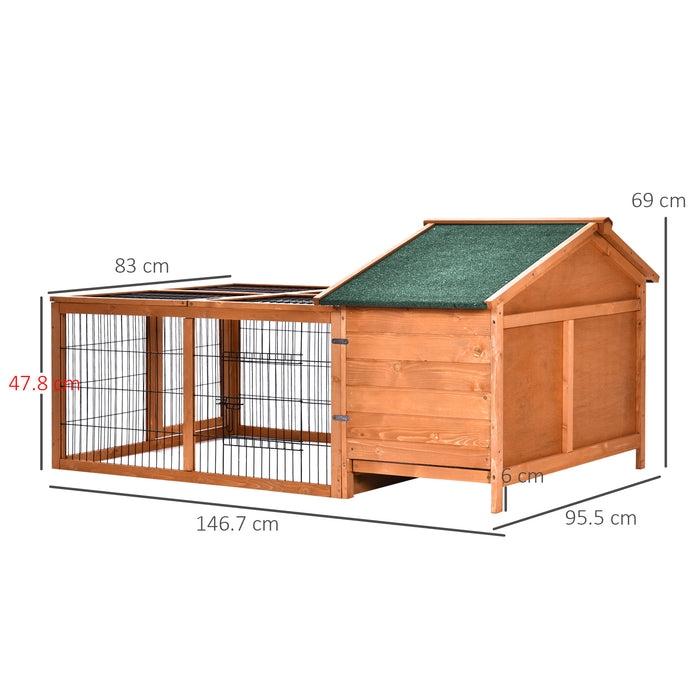 Wooden Small Animal Shelter - Detachable Guinea Pig & Rabbit Hutch with Openable Run and Roof, Slide-out Cleaning Tray - Ideal Pet House for Indoor and Outdoor Use