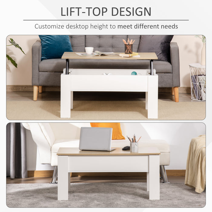 Lift-Up Coffee Table with Spacious Hidden Storage - Versatile Elevating Top Design for Modern Home Decor - Functional Living Room Centerpiece with Pop-Up Workspace