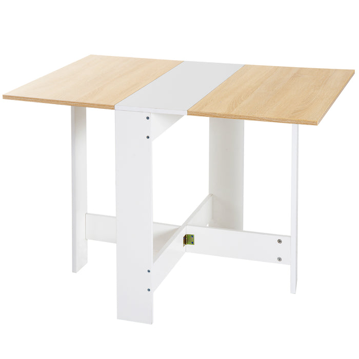 Wooden Particle Board Desk - Foldable Dining Table/Computer Workstation in Oak & White - Ideal for Space-Saving in Home Office