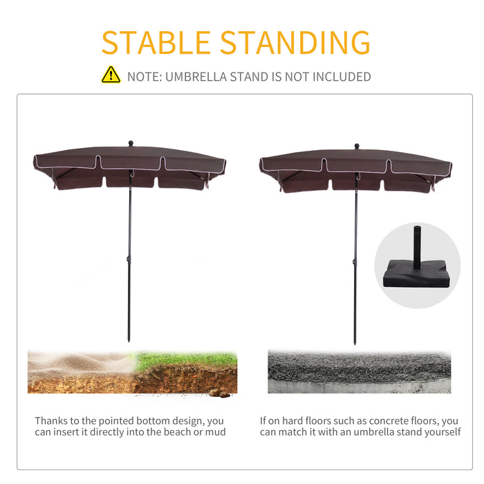 Elegant Brown Aluminum Umbrella Parasol - Durable Outdoor Sunshade with Wind Resistance - Ideal for Patio, Deck, and Garden Protection