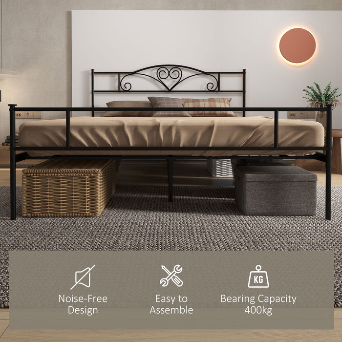 King Size 5ft4 Metal Bed Frame with Headboard and Footboard - Sturdy Construction, Ample Under-Bed Storage - Ideal for Master Bedroom Space Optimization