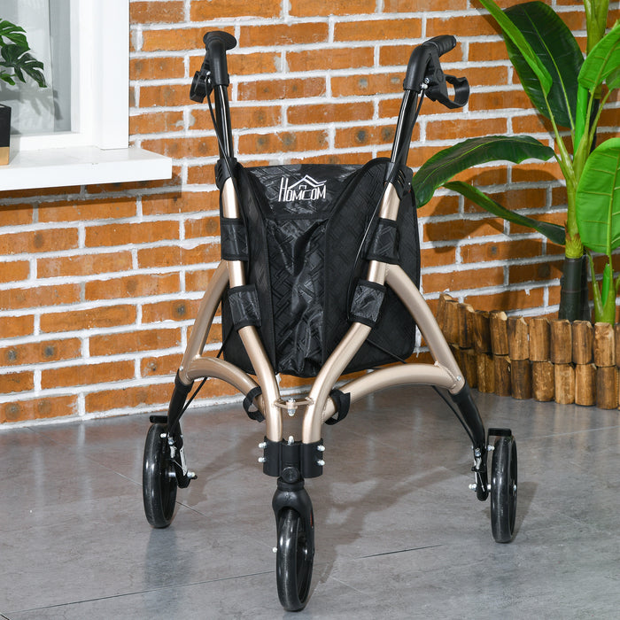 Lightweight Aluminium Tri Walker Rollator - 3-Wheel Design with Adjustable Handles and Dual Brakes - Convenient Foldable Walking Aid with Storage for Seniors