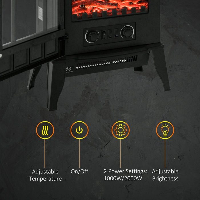 Electric Fireplace Heater 1000W/2000W - Freestanding and Portable Warmth - Ideal for Cozy Indoor Spaces