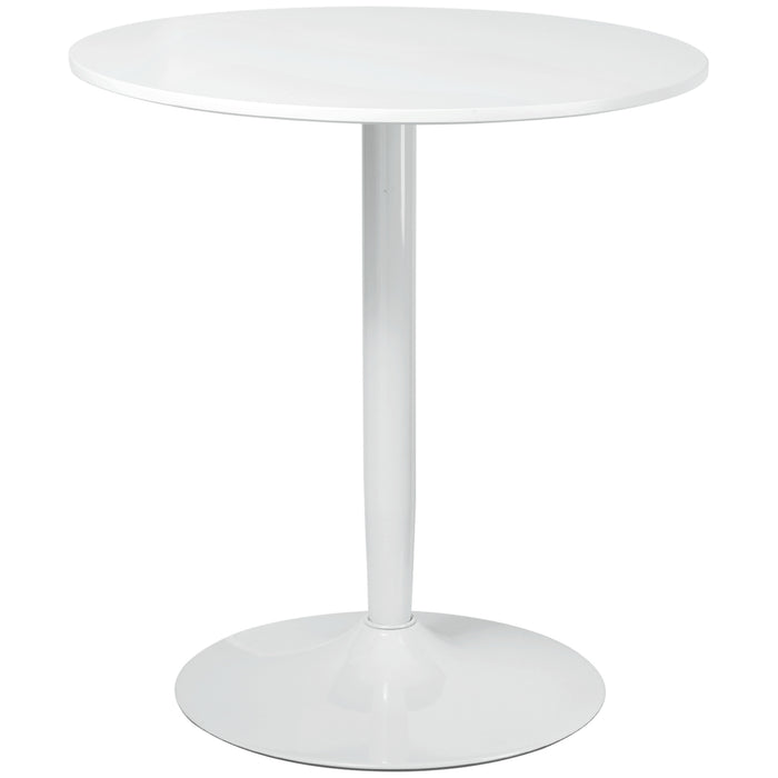 Modern Round Dining Table with Steel Base - Sleek Non-Slip Space-Saving Design for Dining Rooms - Ideal for Small Apartments, White Finish