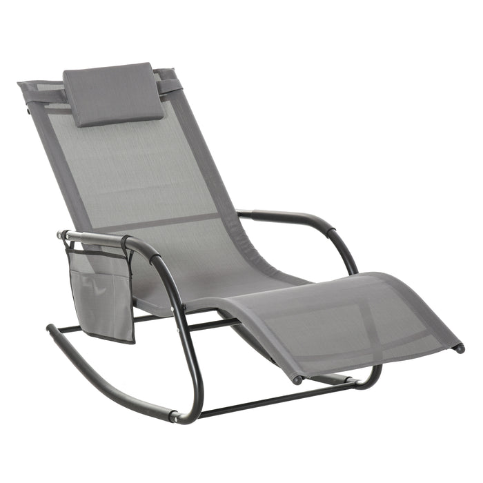 Breathable Mesh Rocking Chair - Indoor & Outdoor Patio Rocker with Removable Headrest - Comfortable Reclining Lounge Seat for Garden and Patio Relaxation