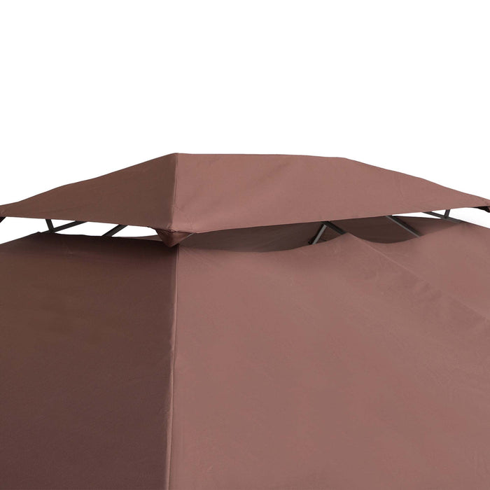 3x4m Gazebo Replacement Canopy - UV-Protective 2-Tier Top Roof Cover for Outdoor Patio - Ideal for Garden Sun Shelter and Awning, Brown (Top Only)