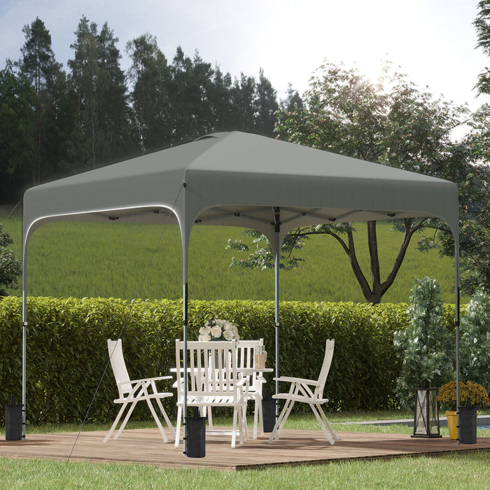 Foldable 3x3m Pop-Up Gazebo - Outdoor Canopy Tent with Wheeled Carry Bag & Weight Bags - Ideal for Garden Patio Party, Dark Grey