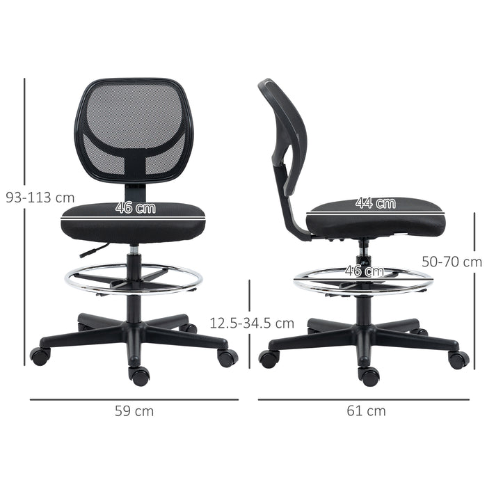 Ergonomic Mesh Office Chair with Adjustable Height and Footrest - Durable Standing Desk Chair in Black - Ideal for Extended Desk Work and Comfort
