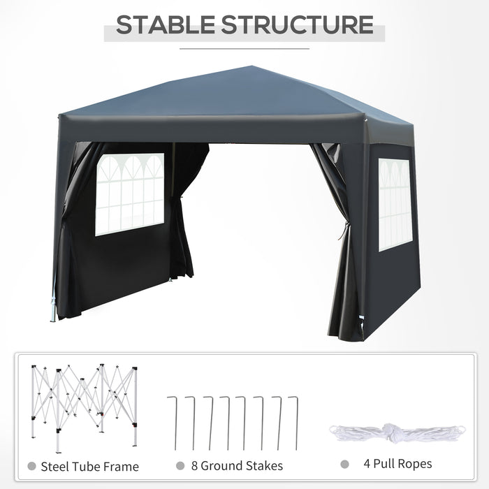 Pop-up Gazebo Marquee 3x3m - Water Resistant Black Event Shelter for Weddings & Parties - Includes Free Carry Bag for Easy Transport