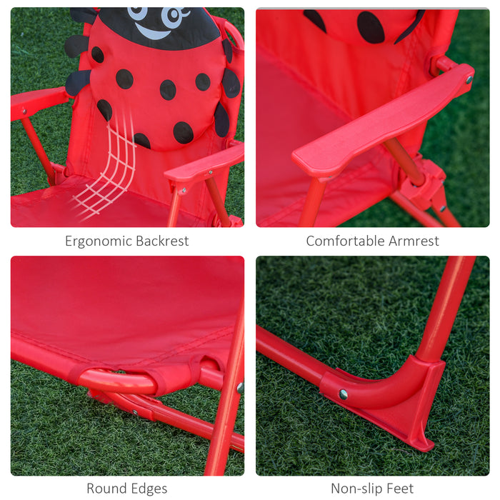 Ladybug-Themed Picnic Set - Kids' Folding Table and Chairs with Parasol for Outdoor Use - Fun and Practical Garden Furniture for Children