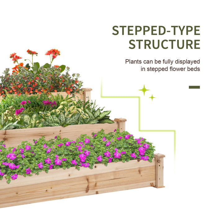 3-Tier Wooden Raised Garden Bed Kit - Elevated Planting Box Stand for Yard & Patio, 124cm x 124cm x 56cm - Ideal for Outdoor Gardening Enthusiasts